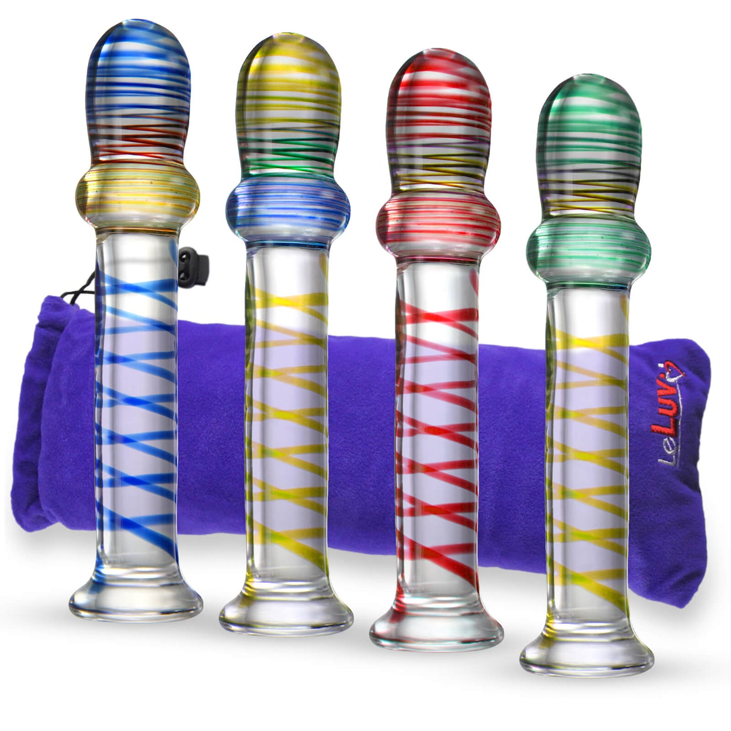LeLuv Glass 7 Inch Bubble Headed Deluxe Thick Dildo