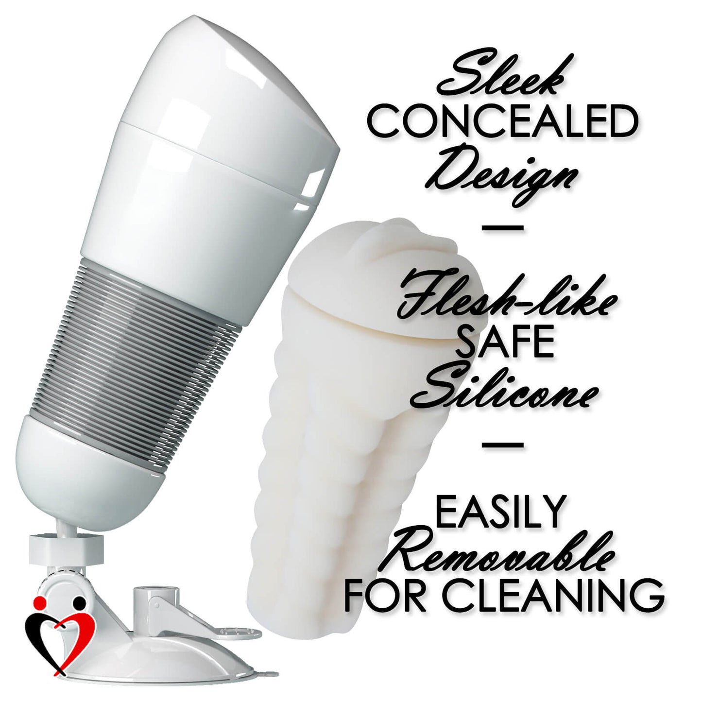 Male Masturbator White Hard Shell with Suction Cup and Concealing Cap