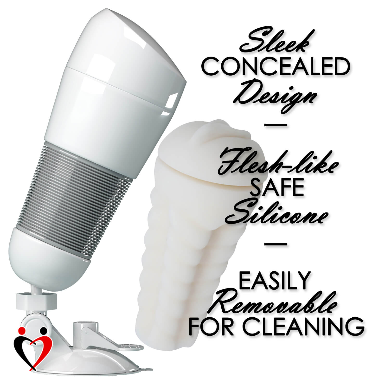 Male Masturbator White Hard Shell with Suction Cup and Concealing Cap