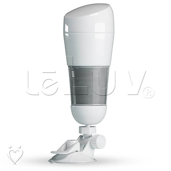 Male Masturbator White Hard Shell with Suction Cup and Concealing Cap