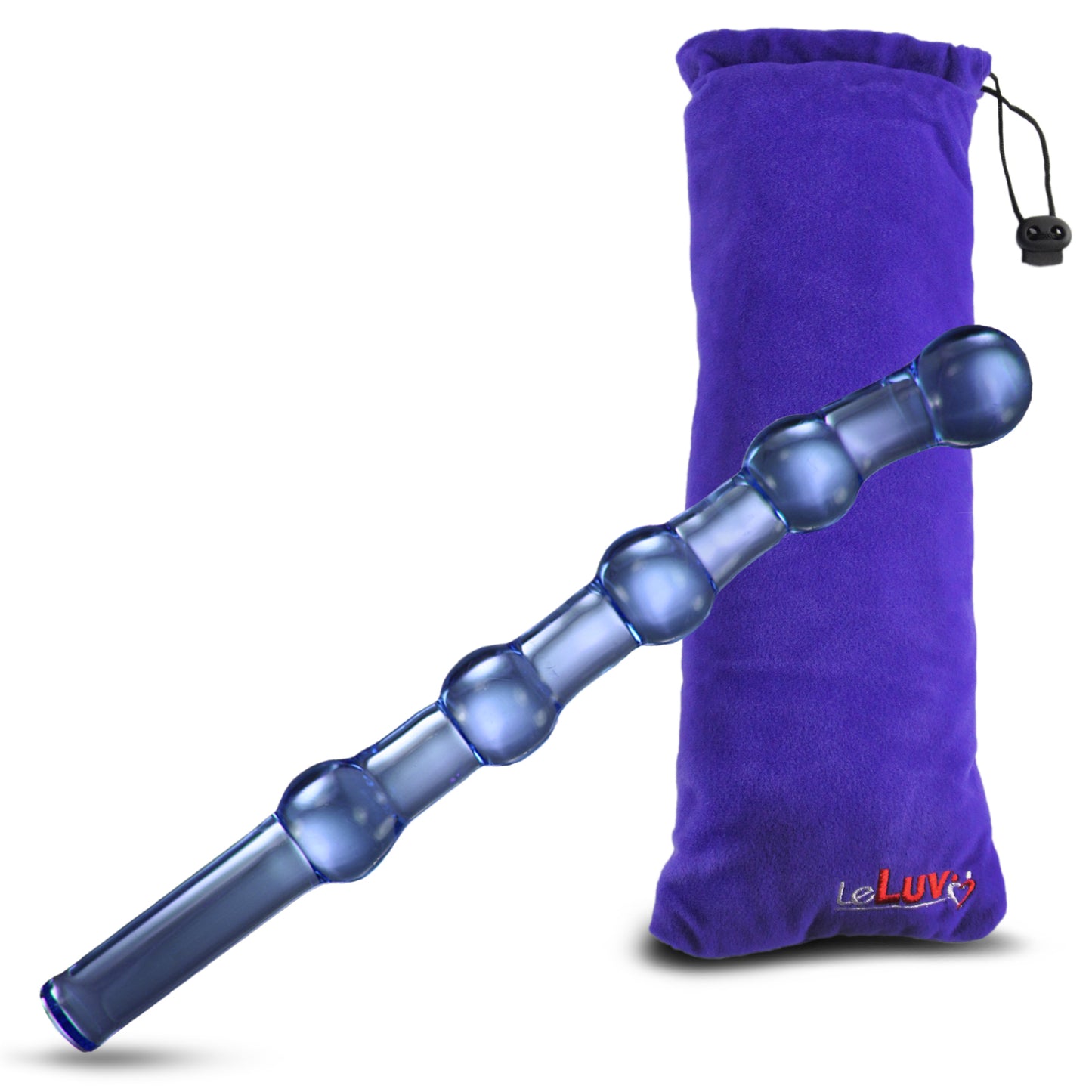 Glass 11 Inch Long Beaded Slim Dildo