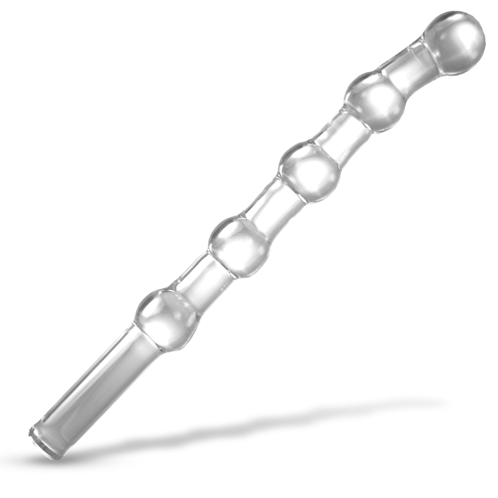 Glass 11 Inch Long Beaded Slim Dildo