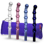 Glass 11 Inch Long Beaded Slim Dildo