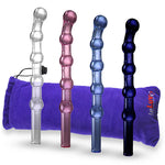 Glass 11 Inch Long Beaded Slim Dildo
