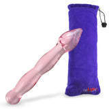 LeLuv Glass Pink Swirled Tip Wavy Shaft Wand Dildo