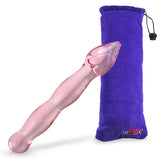 LeLuv Glass Pink Swirled Tip Wavy Shaft Wand Dildo
