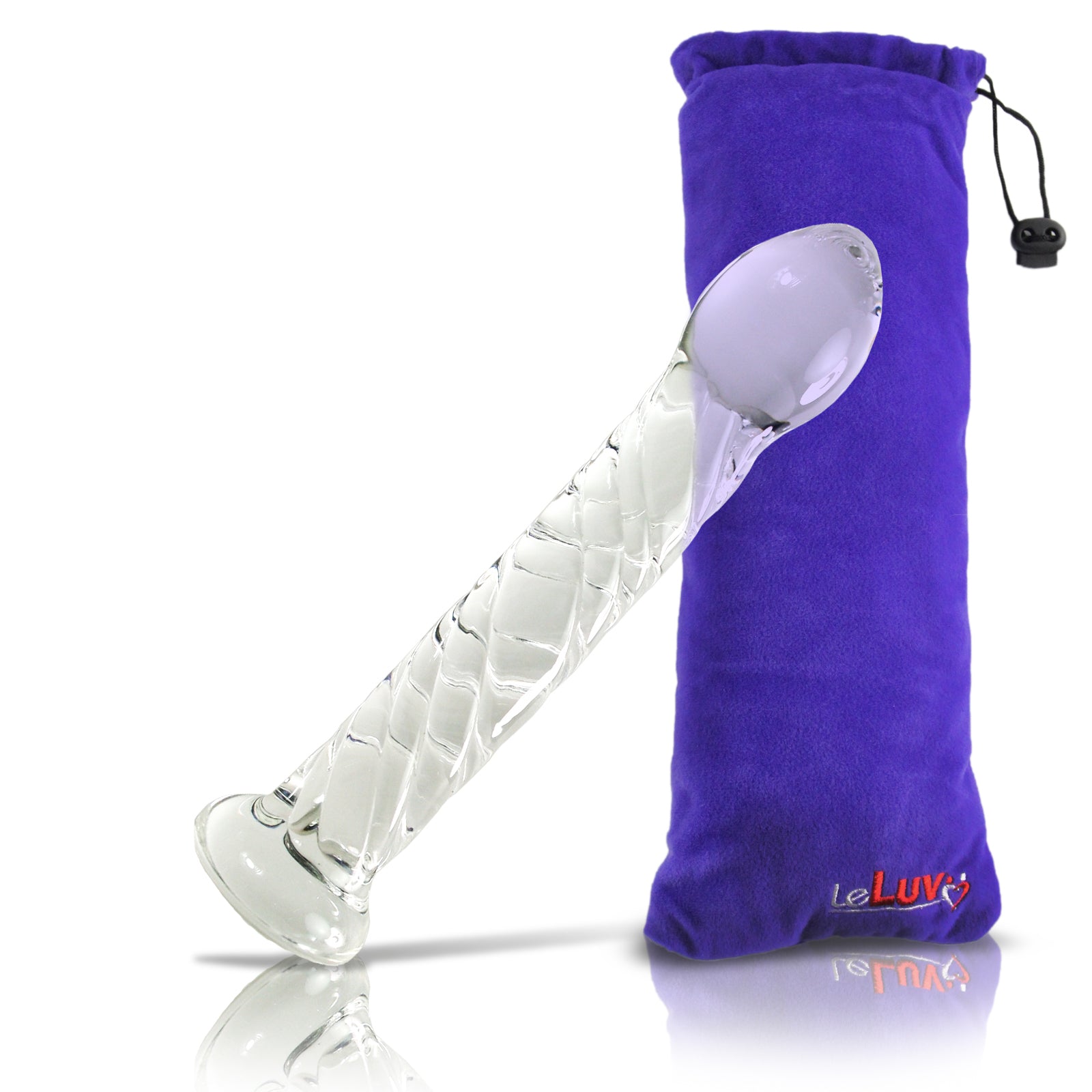 Glass Dildo Swirled Texture Shaft, Pointed Tip and Flat Base