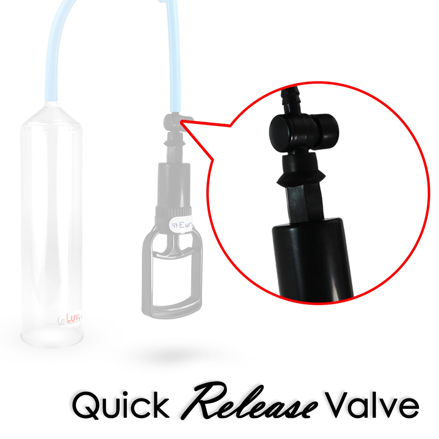 Basic EasyOp Penis Pump - Tgrip Handle and Clear Hose - Choose Cylinder Size/Color