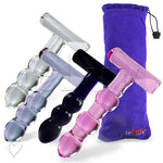 LeLuv Glass T-Bone Handle Bubbled Shaft Dildo