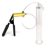 LeLuv® Ultima Penis Pump, Black Rubber Grip, Clear Hose - Round Flange Cylinders