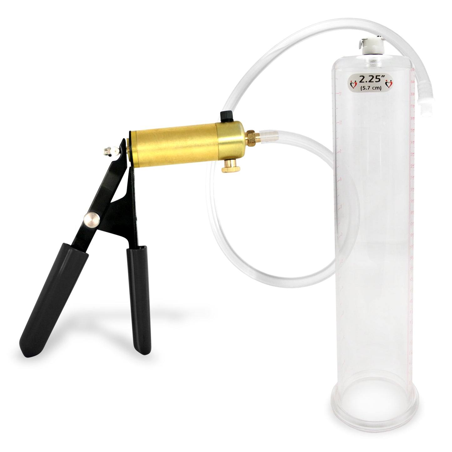LeLuv® Ultima Penis Pump, Black Rubber Grip, Clear Hose - Round Flange Cylinders