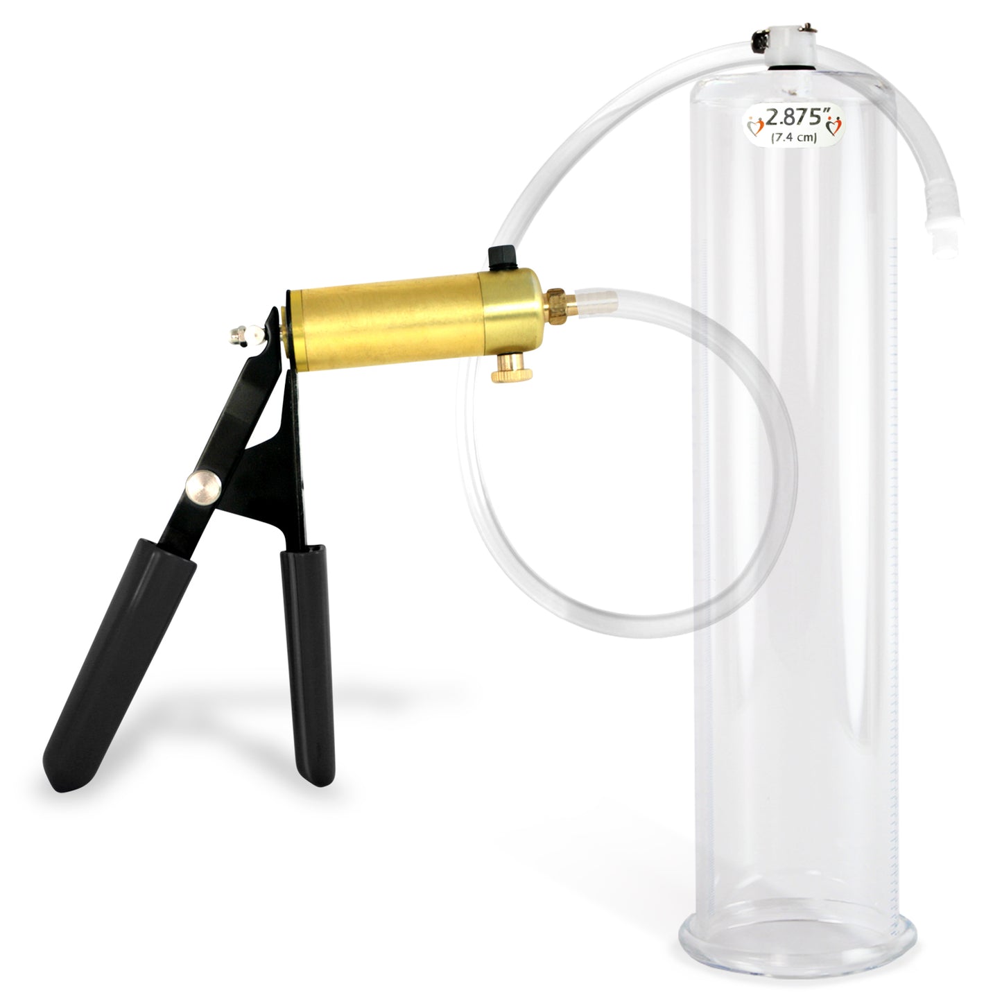 LeLuv® Ultima Penis Pump, Black Rubber Grip, Clear Hose - Round Flange Cylinders