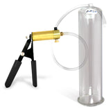 LeLuv® Ultima Penis Pump, Black Rubber Grip, Clear Hose - Round Flange Cylinders