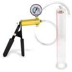 LeLuv® Ultima Penis Pump, Black Rubber Grip, Clear Hose - Round Flange Cylinders