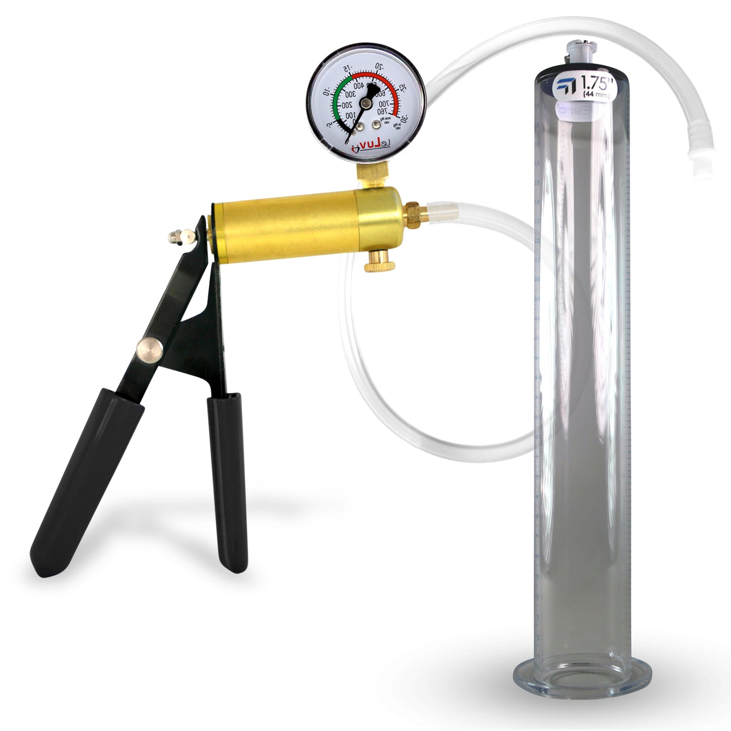 LeLuv® Ultima Penis Pump, Black Rubber Grip, Clear Hose - Wide Flange Cylinders