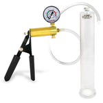 LeLuv® Ultima Penis Pump, Black Rubber Grip, Clear Hose - Round Flange Cylinders