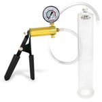 LeLuv® Ultima Penis Pump, Black Rubber Grip, Clear Hose - Round Flange Cylinders