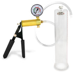 LeLuv® Ultima Penis Pump, Black Rubber Grip, Clear Hose - Round Flange Cylinders
