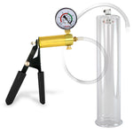 LeLuv® Ultima Penis Pump, Black Rubber Grip, Clear Hose - Round Flange Cylinders