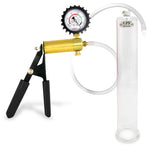 LeLuv® Ultima Penis Pump, Black Rubber Grip, Clear Hose - Round Flange Cylinders