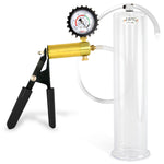 LeLuv® Ultima Penis Pump, Black Rubber Grip, Clear Hose - Round Flange Cylinders
