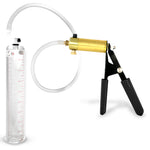 LeLuv® Ultima Penis Pump, Black Rubber Grip, Clear Hose - Round Flange Cylinders