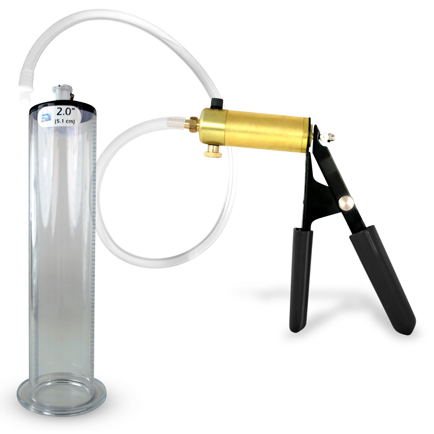 LeLuv® Ultima Penis Pump, Black Rubber Grip, Clear Hose - Wide Flange Cylinders