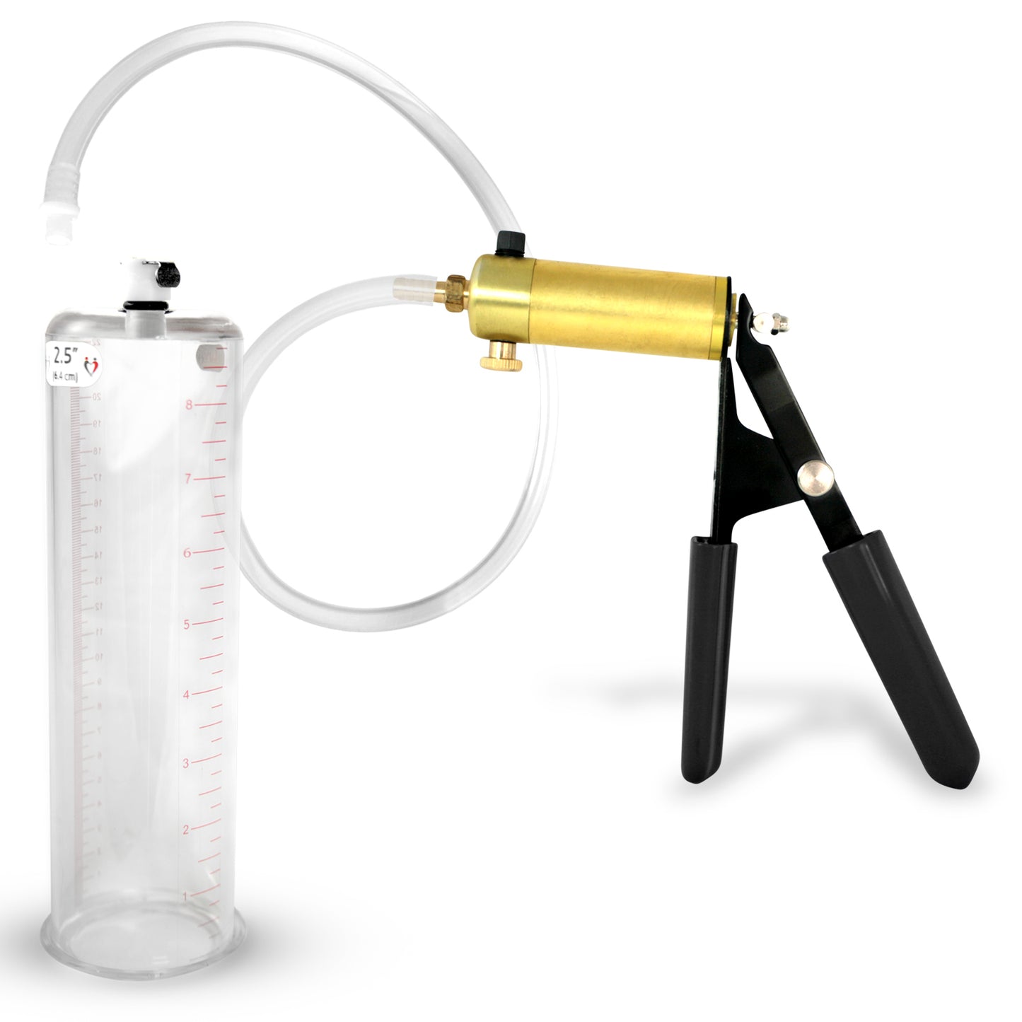 LeLuv® Ultima Penis Pump, Black Rubber Grip, Clear Hose - Round Flange Cylinders