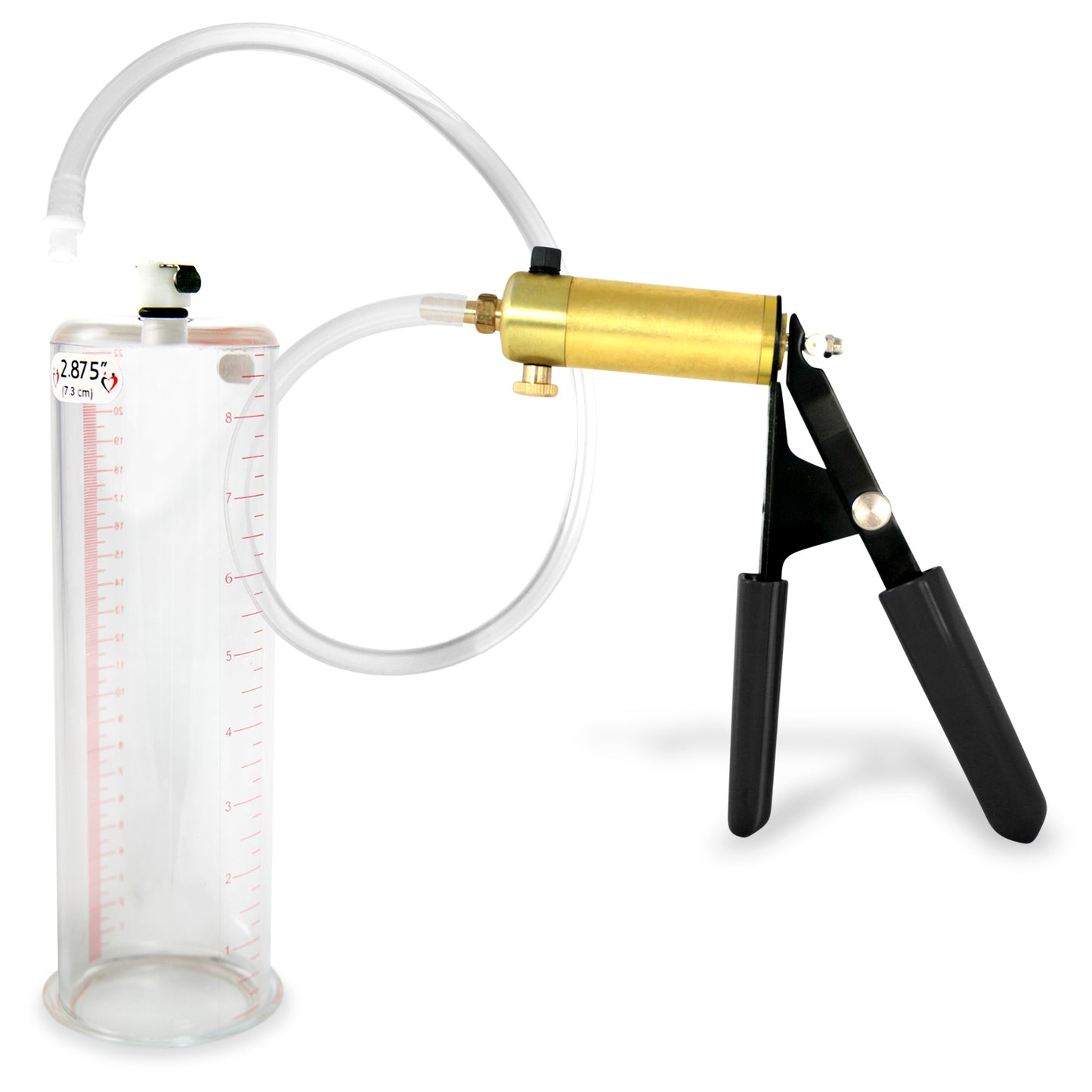 LeLuv® Ultima Penis Pump, Black Rubber Grip, Clear Hose - Round Flange Cylinders
