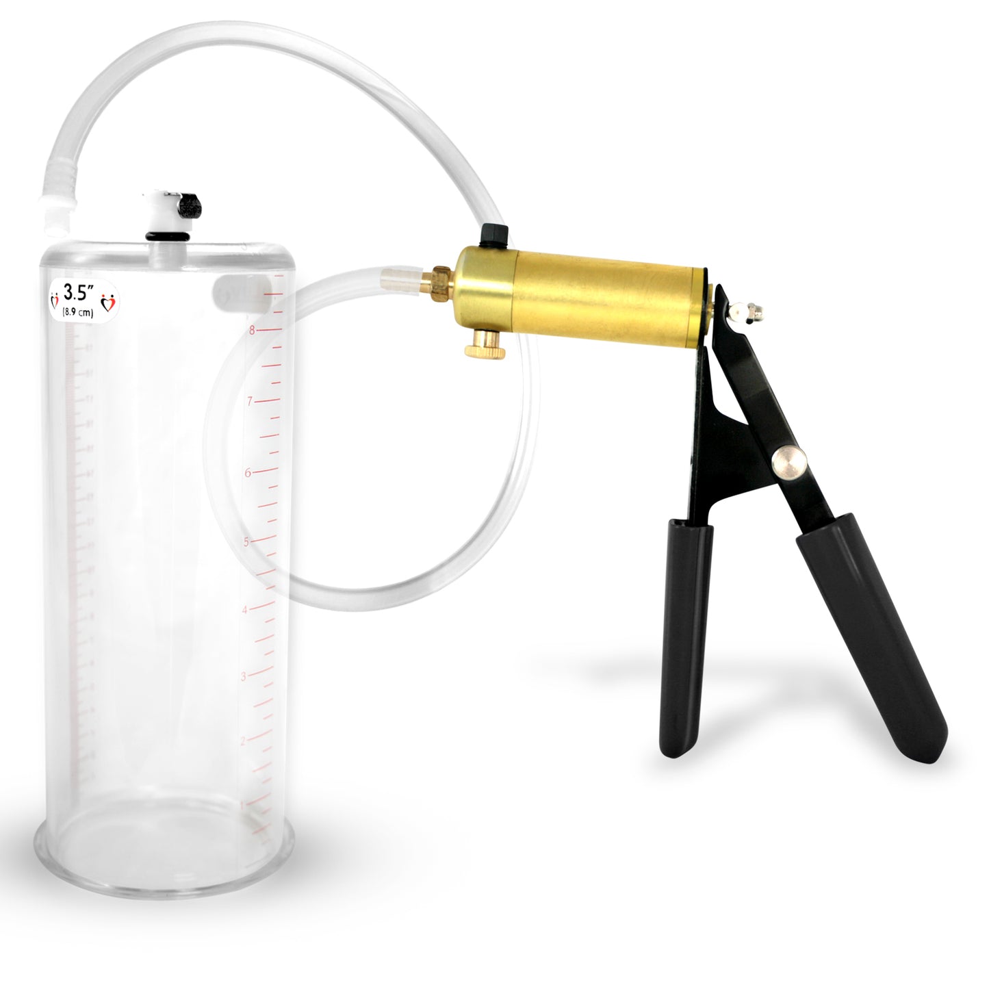 LeLuv® Ultima Penis Pump, Black Rubber Grip, Clear Hose - Round Flange Cylinders