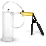 LeLuv® Ultima Penis Pump, Black Rubber Grip, Clear Hose - Round Flange Cylinders
