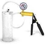 LeLuv® Ultima Penis Pump, Black Rubber Grip, Clear Hose - Round Flange Cylinders