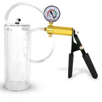 LeLuv® Ultima Penis Pump, Black Rubber Grip, Clear Hose - Round Flange Cylinders