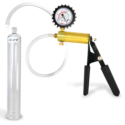 LeLuv® Ultima Penis Pump, Black Rubber Grip, Clear Hose - Round Flange Cylinders
