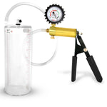 LeLuv® Ultima Penis Pump, Black Rubber Grip, Clear Hose - Round Flange Cylinders