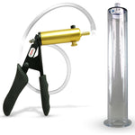 LeLuv® Ultima Penis Pump - Black Silicone Grips and Clear Hose - Wide Flange Cylinders