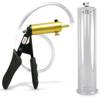 LeLuv® Ultima Penis Pump - Black Silicone Grips and Clear Hose - Round Flange Cylinders