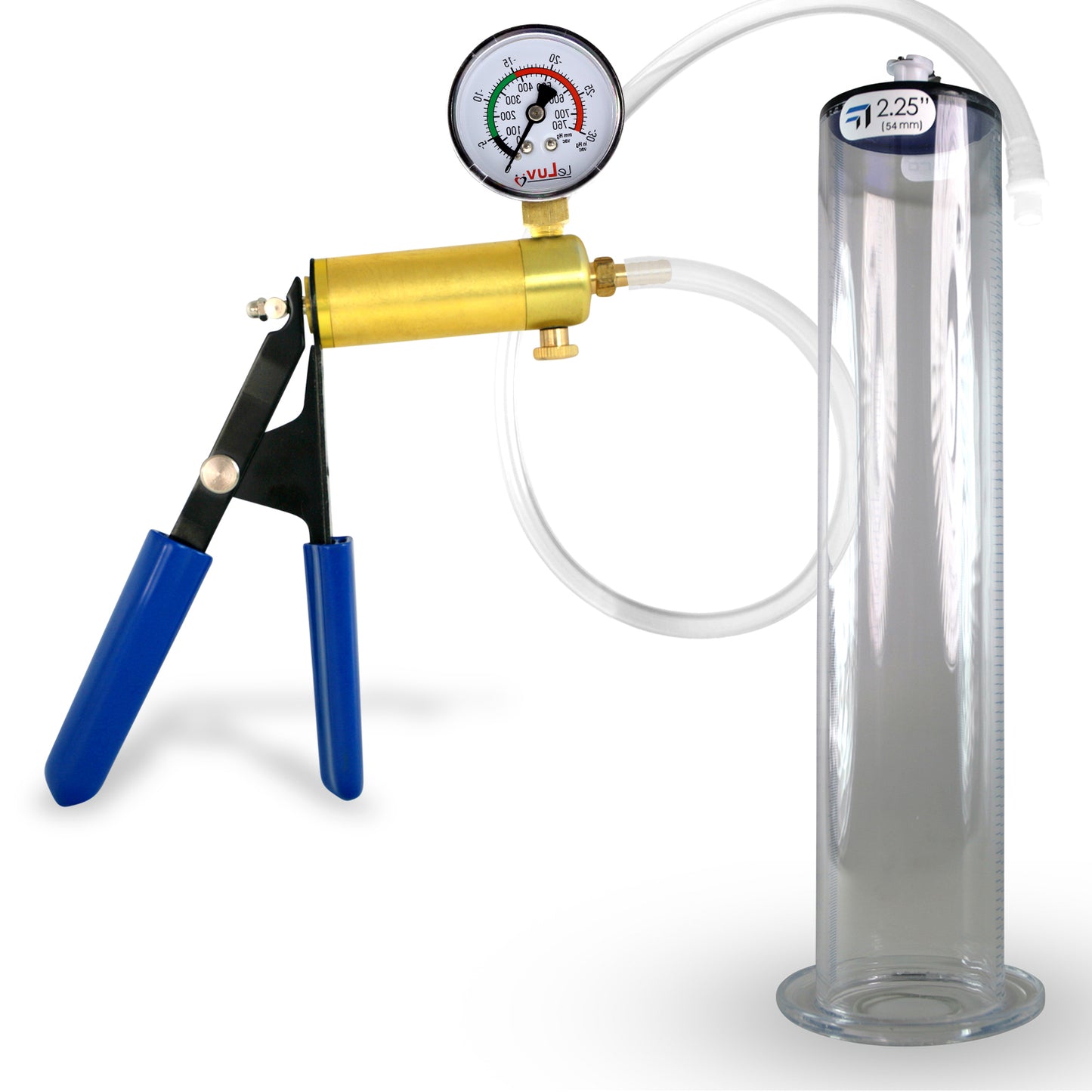 LeLuv® Ultima Penis Pump - Rubber Grips, Clear Hose with Wide Flange Cylinder - Choose Length & Diameter