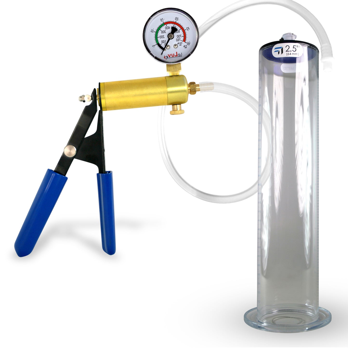 LeLuv® Ultima Penis Pump - Rubber Grips, Clear Hose with Wide Flange Cylinder - Choose Length & Diameter