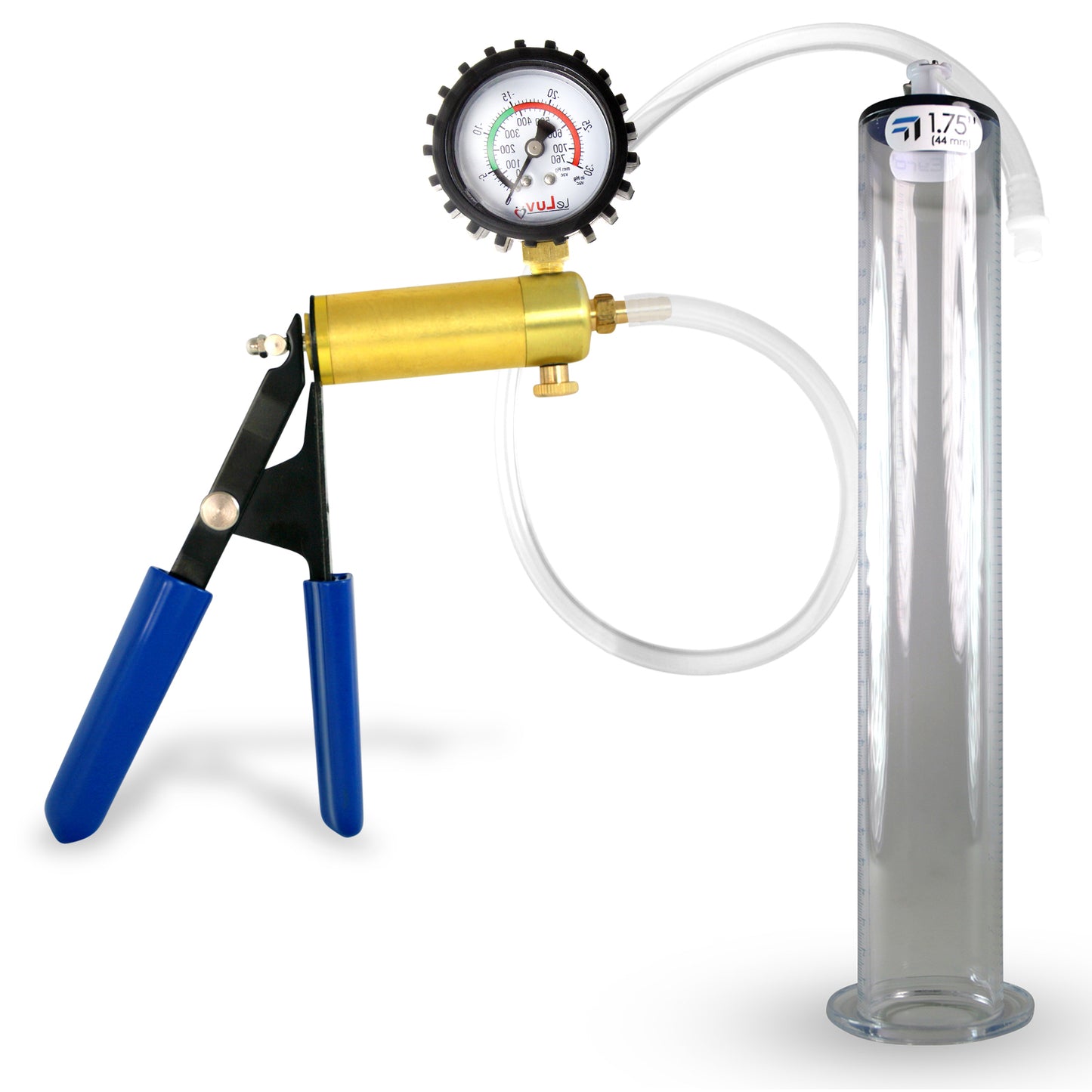 LeLuv® Ultima Penis Pump - Rubber Grips, Clear Hose with Wide Flange Cylinder - Choose Length & Diameter