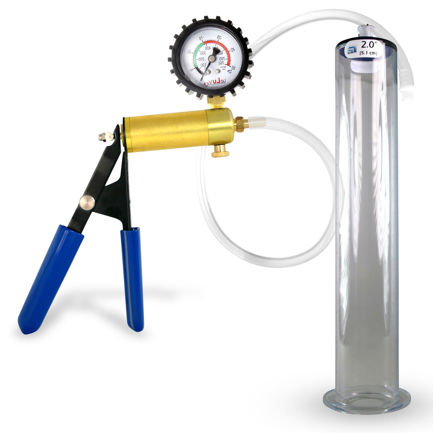 LeLuv® Ultima Penis Pump - Rubber Grips, Clear Hose with Wide Flange Cylinder - Choose Length & Diameter