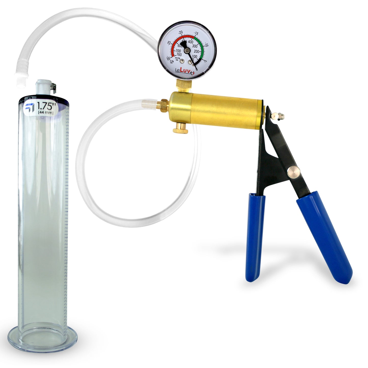 LeLuv® Ultima Penis Pump - Rubber Grips, Clear Hose with Wide Flange Cylinder - Choose Length & Diameter
