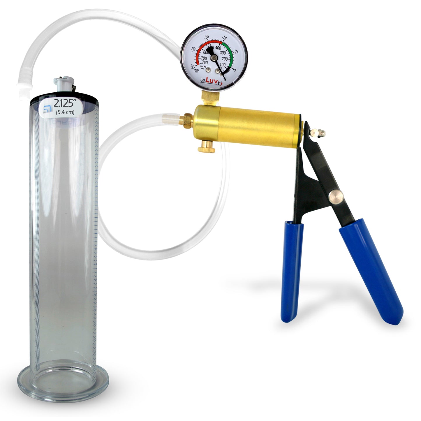 LeLuv® Ultima Penis Pump - Rubber Grips, Clear Hose with Wide Flange Cylinder - Choose Length & Diameter