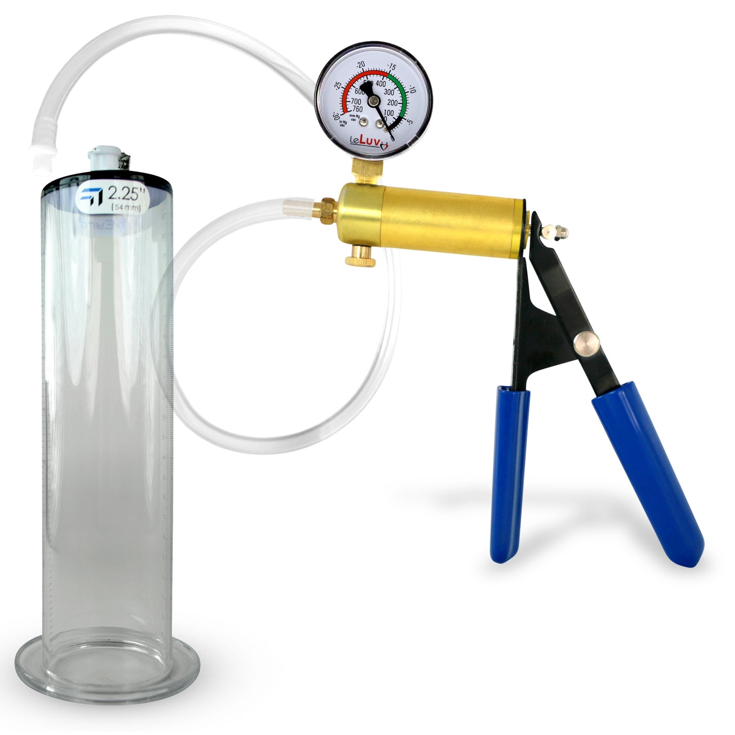 LeLuv® Ultima Penis Pump - Rubber Grips, Clear Hose with Wide Flange Cylinder - Choose Length & Diameter