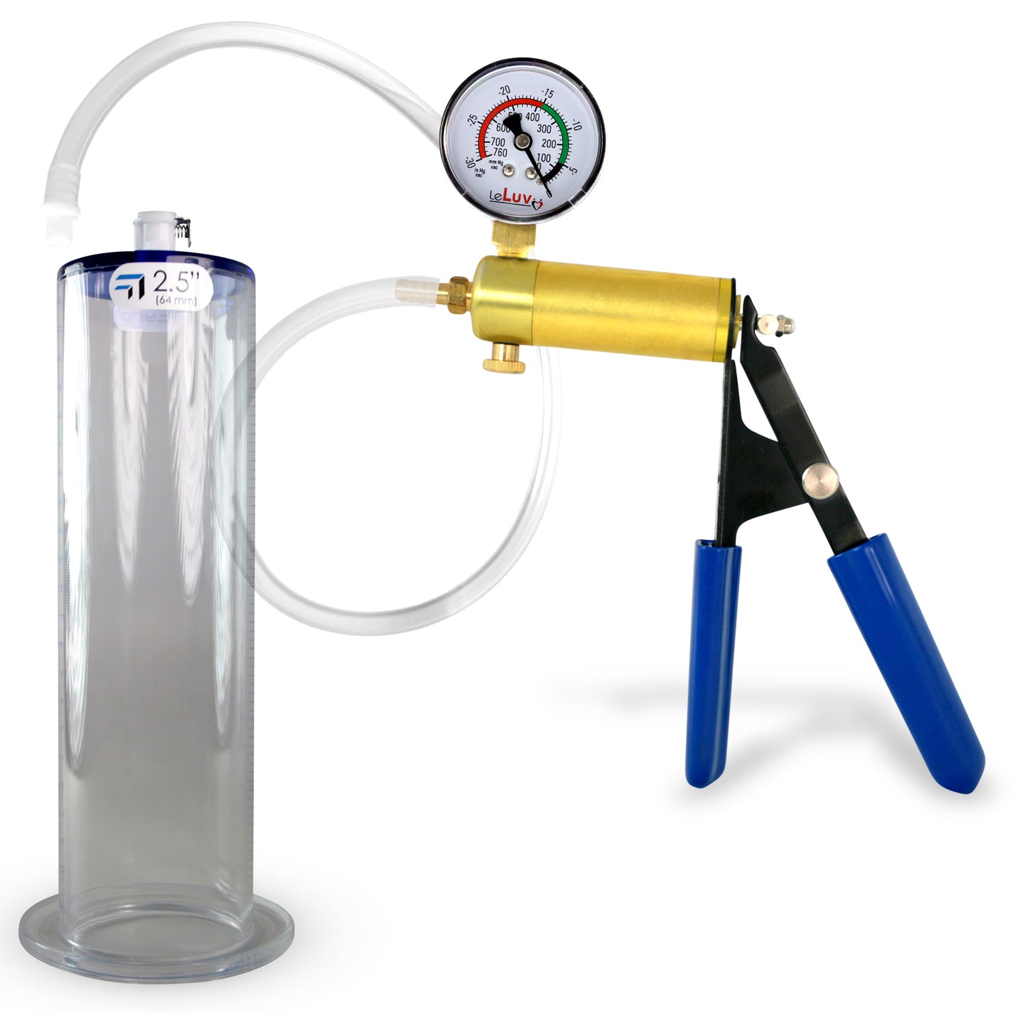 LeLuv® Ultima Penis Pump - Rubber Grips, Clear Hose with Wide Flange Cylinder - Choose Length & Diameter