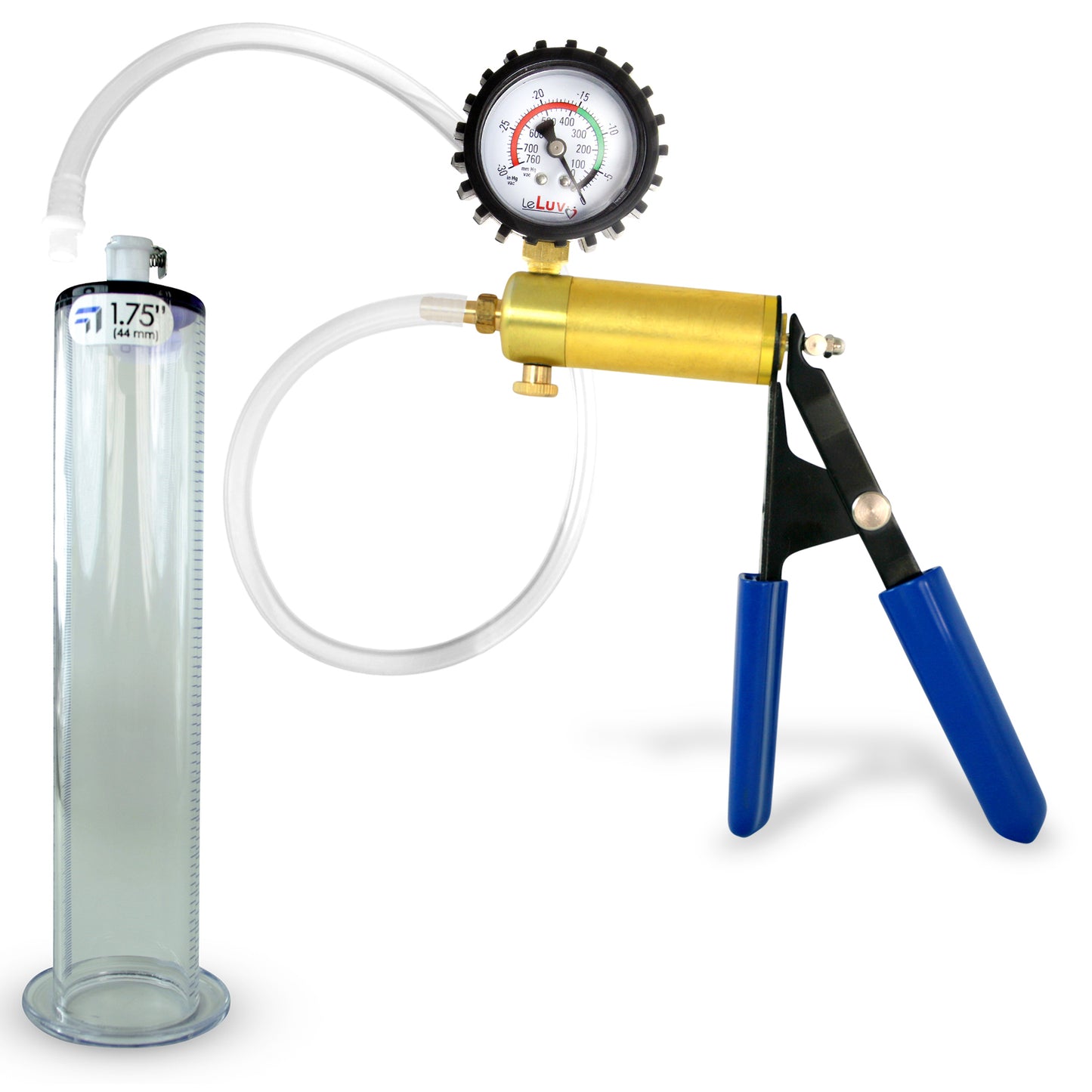 LeLuv® Ultima Penis Pump - Rubber Grips, Clear Hose with Wide Flange Cylinder - Choose Length & Diameter