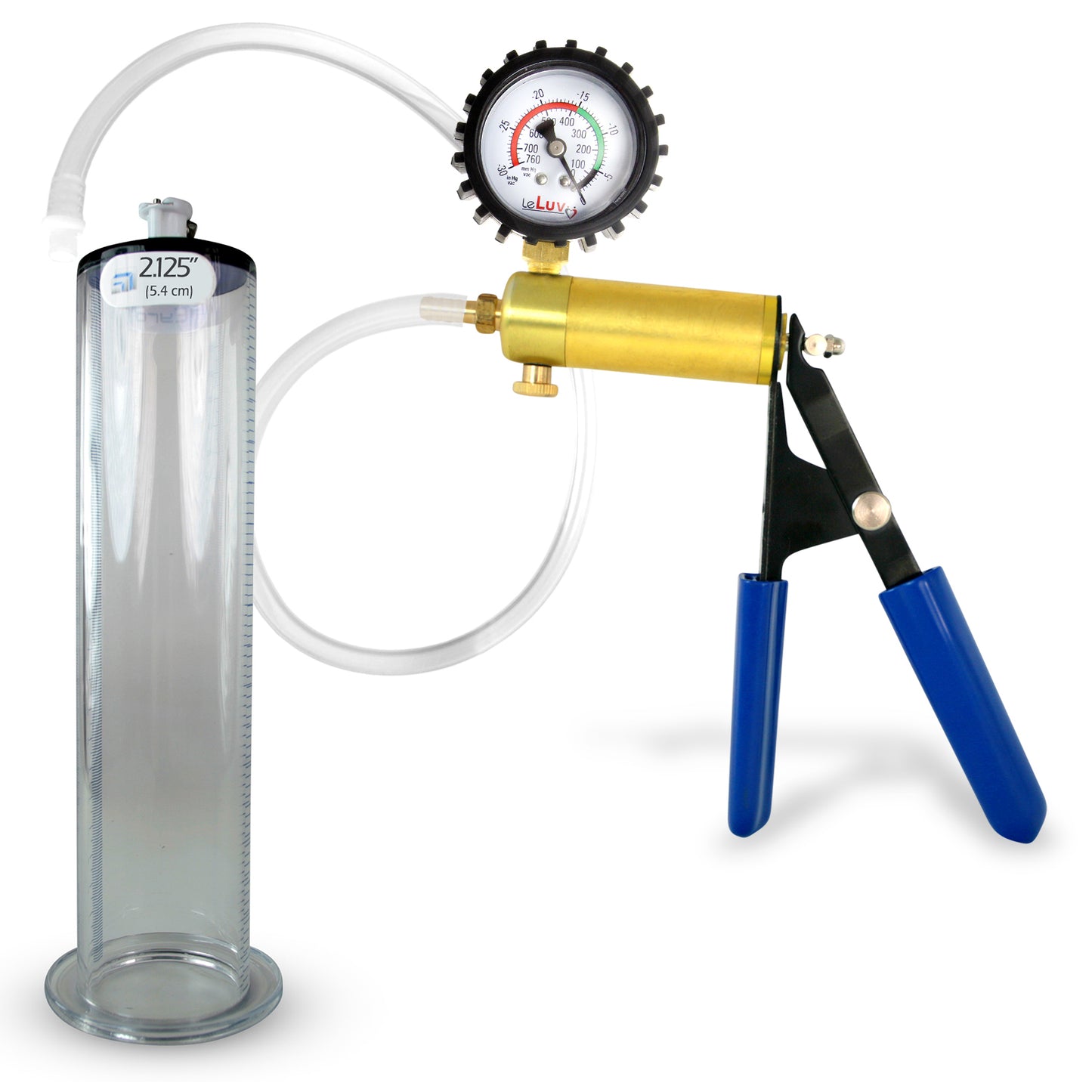 LeLuv® Ultima Penis Pump - Rubber Grips, Clear Hose with Wide Flange Cylinder - Choose Length & Diameter
