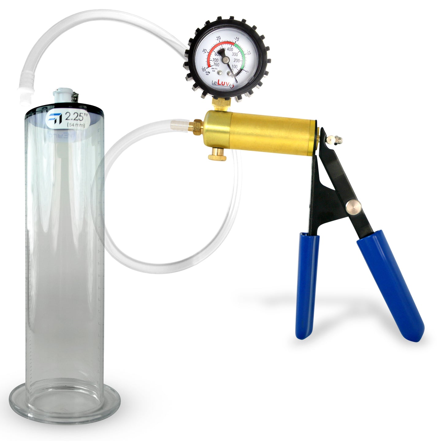 LeLuv® Ultima Penis Pump - Rubber Grips, Clear Hose with Wide Flange Cylinder - Choose Length & Diameter