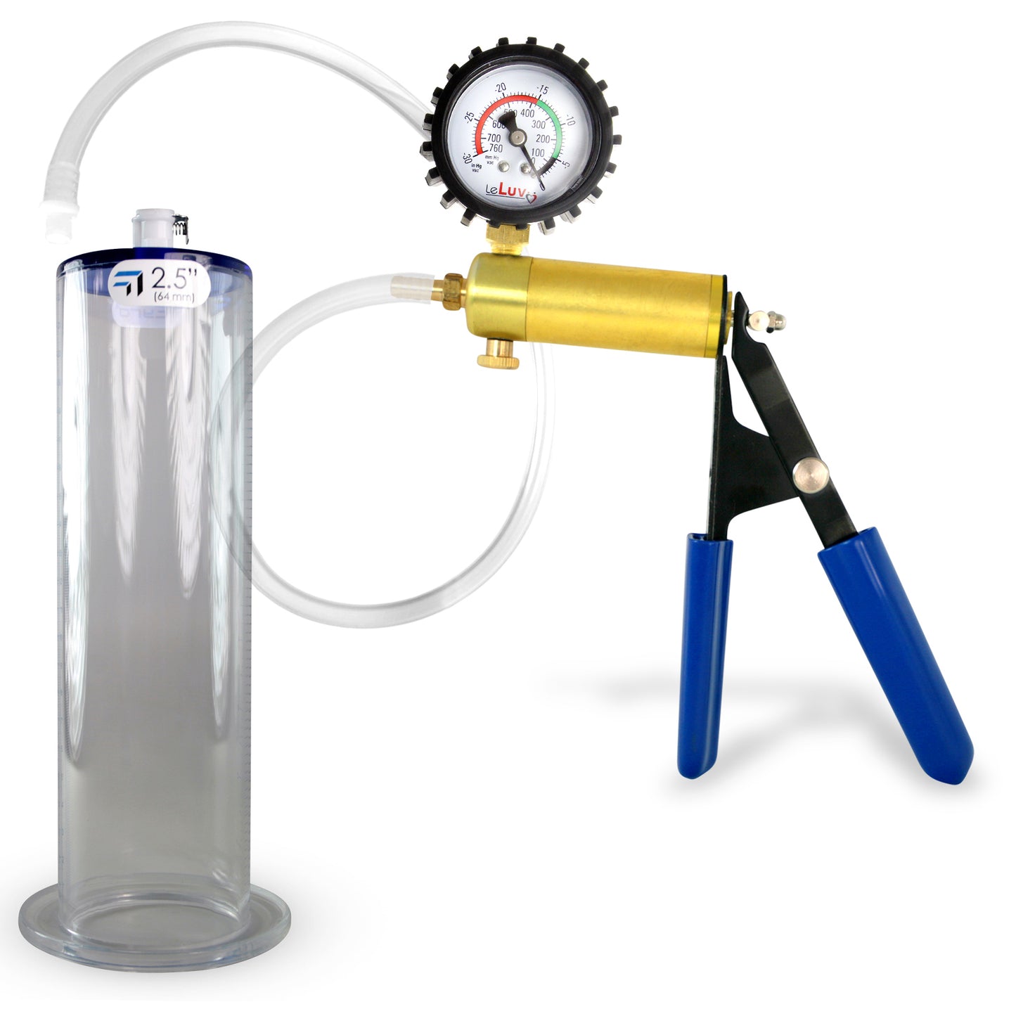 LeLuv® Ultima Penis Pump - Rubber Grips, Clear Hose with Wide Flange Cylinder - Choose Length & Diameter
