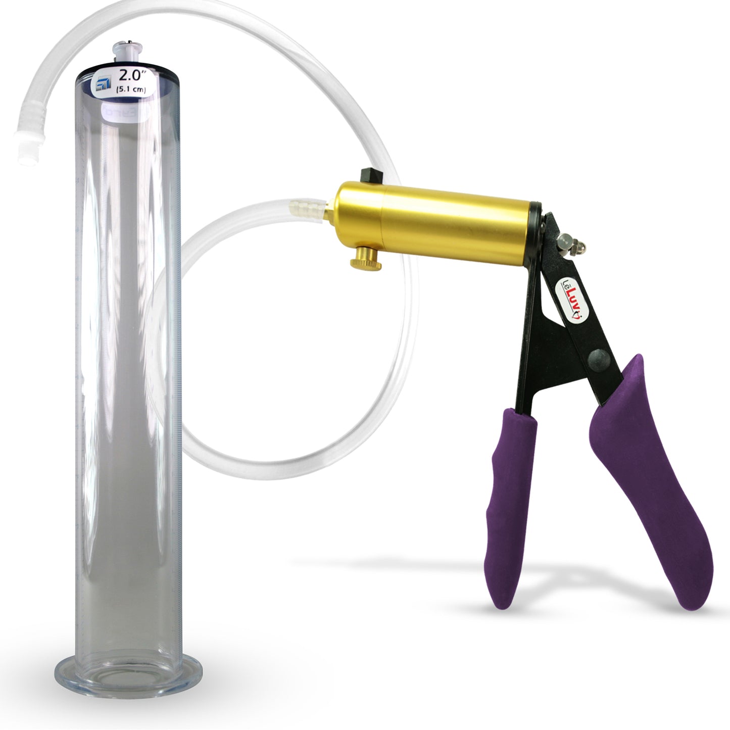 LeLuv® Ultima Penis Pump - Purple Silicone Grips, Clear Hose - Wide Flange Cylinders